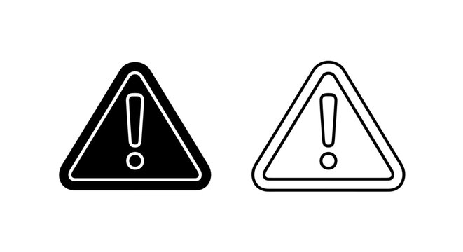 Danger alert icons: contemporary vector graphic with solid and outline styles for UI/UX