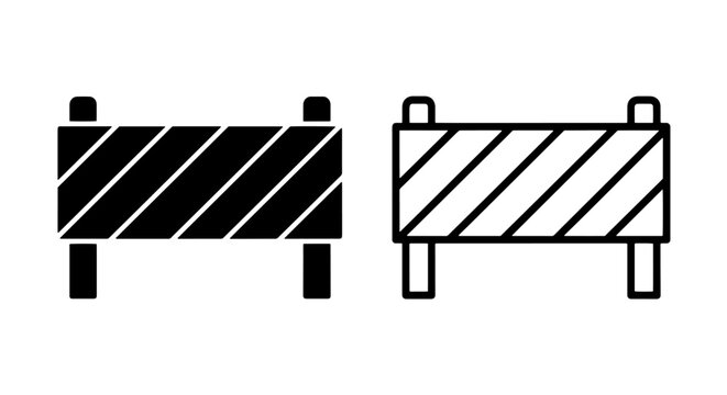 Construction barrier road block icon - safety, warning, and restricted area graphic