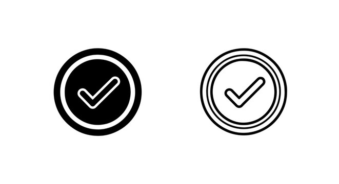 Check mark icon set in circle for success approval and completion status design