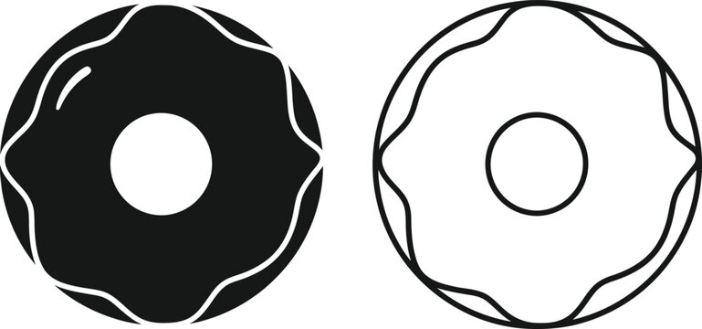 Black and white donut shapes with holes Vector