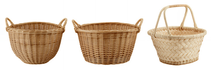 Fototapeta premium Wicker baskets in various sizes and shapes woven natural brown