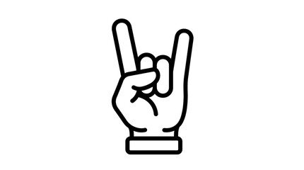 Obraz premium Outline icon of a hand making the rock and roll gesture, often associated with heavy metal music and expressing enthusiasm.