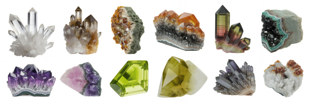 Collection of various crystals and gemstones on display minerals rocks geology
