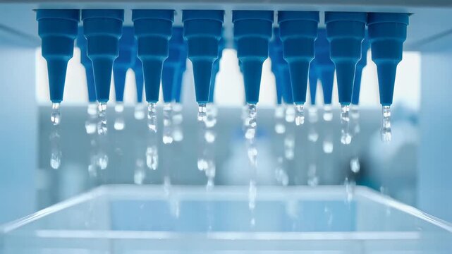 Automated Droplet Dispensing: A close-up view captures the intricate process of automated droplet dispensing, a cutting-edge technological marvel in action. It showcases the precise.