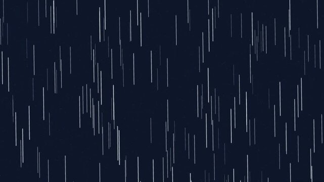 Abstract digital rain effect with vertical white neon lines falling on a dark background. Minimalist high-speed motion background for cyberpunk themes, data streams, and tech-inspired transitions.