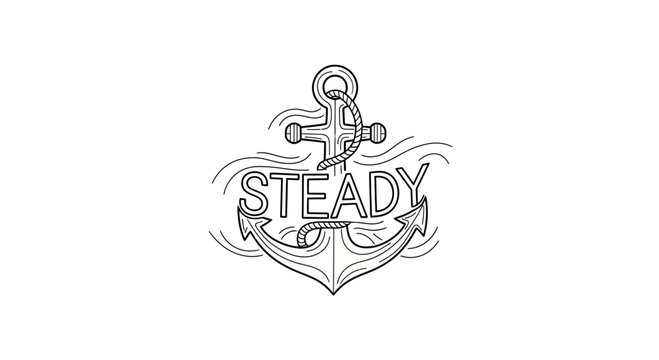 Steady Anchor Emblem with Waves - Nautical Symbol of Stability and Strength