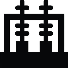 Obraz premium a transformer with core and windings silhouette vector illustration on transparent background