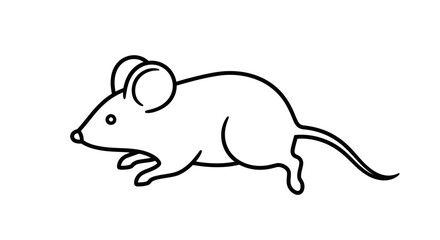 Obraz premium Simple Line Drawing of a Cute Mouse, Minimalist Rodent Illustration