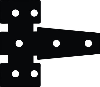 a hinge with three knuckles and screws silhouette vector illustration on transparent background