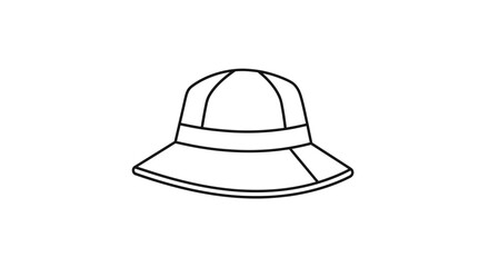 Fototapeta premium Simple Line Drawing of a Bucket Hat