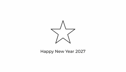 Obraz premium Happy New Year 2027 Star Graphic Minimalist Celebration Greeting Card