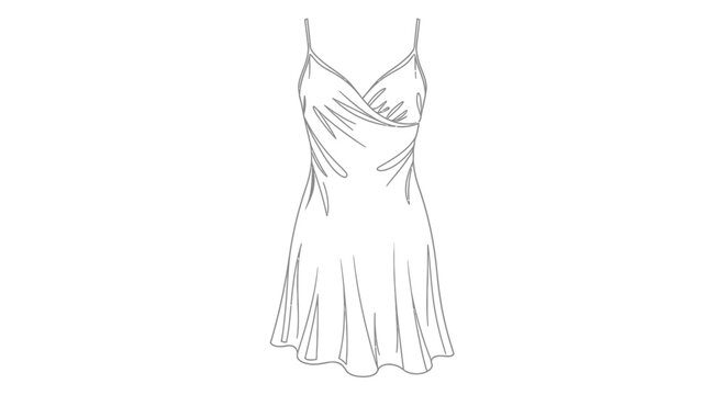 Fashion Sketch: Elegant Slip Dress with Spaghetti Straps and V-Neckline