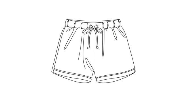 Fashion Sketch: Outline of Casual Shorts with Drawstring and Pockets