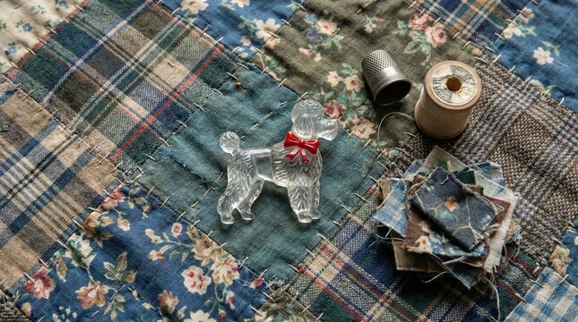Photo of The Poodle. Unbranded Lucite brooch resting on a v