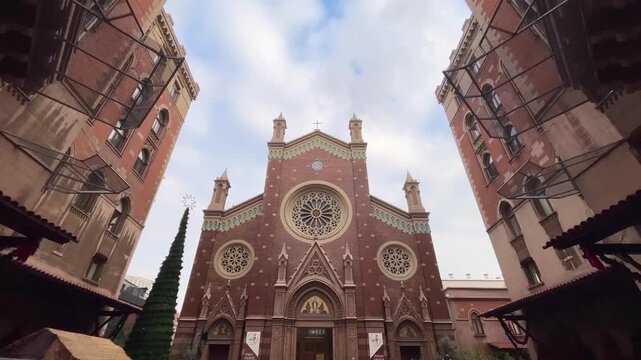 The Church of St. Anthony of Padua entrance (Turkish: St Antuan Kilisesi) in Istanbul, Turkey. St. Antuan Church was built in 1725. (4K video)