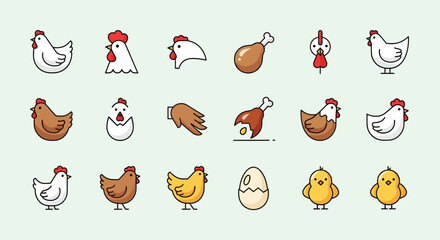 Collection of chickens and chicks. © aviin