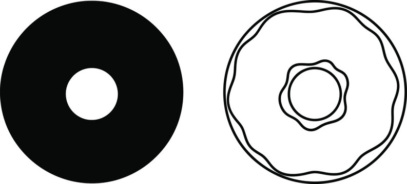 Donut with a hole in it and outline Vector