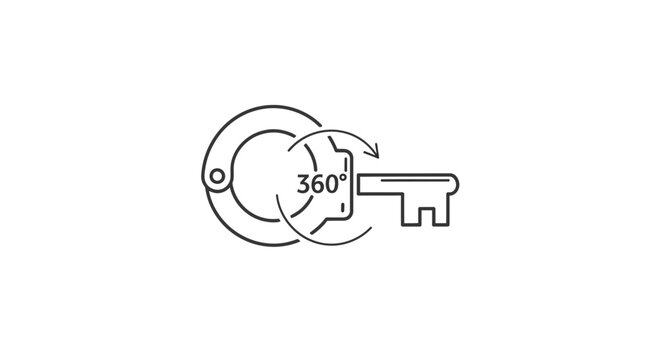 360 Degree Key Rotation Icon: Security, Access, and Rotation Concept