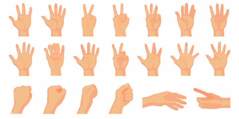 Obraz premium Collection of diverse hand gestures and poses in a cartoon style