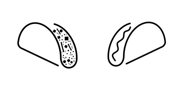 Minimal taco icon vector illustration, clean lines, modern flat design style.