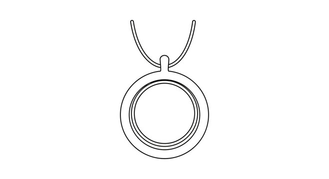 Simple outline drawing of a round locket necklace on a white background