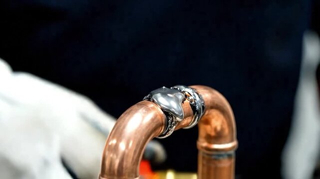 HVAC Technician Brazing Copper Pipes for Refrigeration System Repair