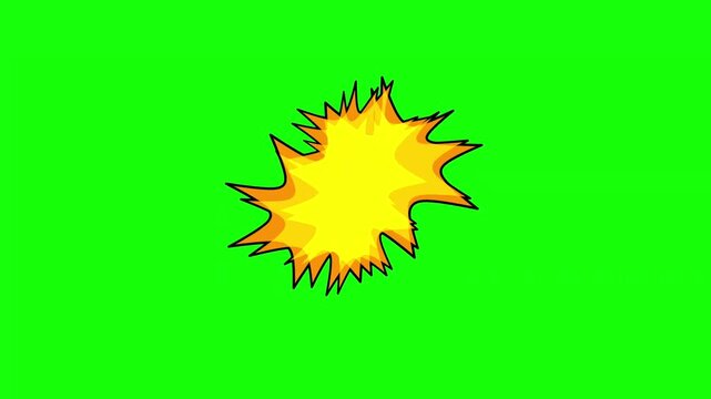 Cartoon Explode Explosion Bubble on Green Screen.