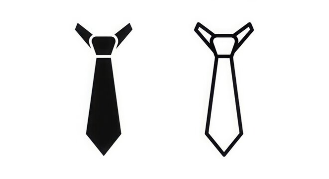 A simple illustration of two neckties in black and white on a plain background