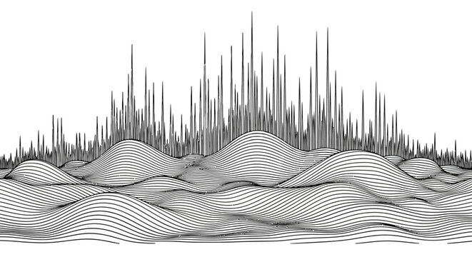Black and white sound wave pattern.