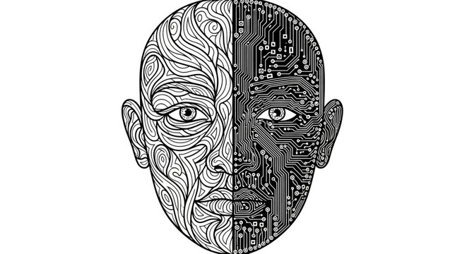 Contrasting faces of a man.