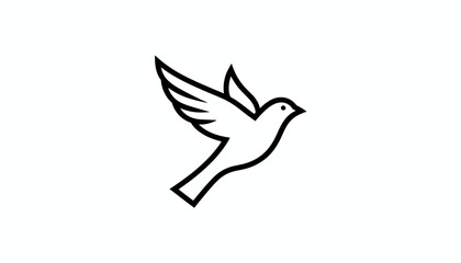 Obraz premium Minimalist Line Art of a Dove in Flight, Symbol of Peace and Freedom