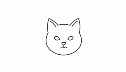 Fototapeta premium Minimalist Cat Face Icon Outline, Simple Line Art Pet Head Drawing