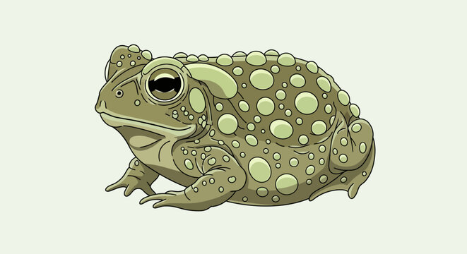 Large Green Spotted American Bullfrog Sitting.