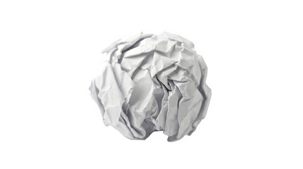 Fototapeta premium A single crumpled ball of white paper with numerous creases and folds forming a textured sphere