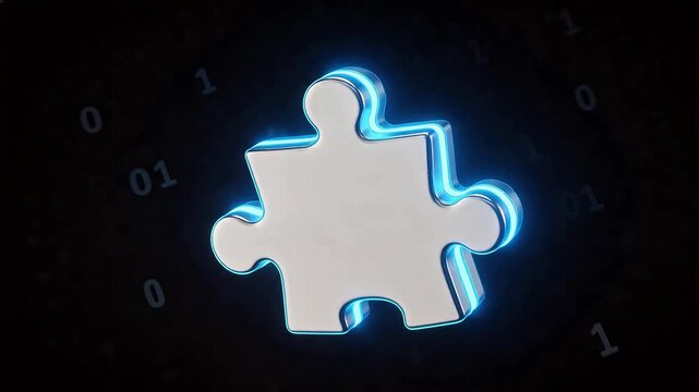 Puzzle piece with glowing blue outline