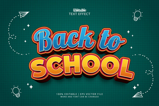 Back to School Editable Text Effect Style 3d Bold Comic
