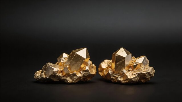 Golden crystals on dark surface