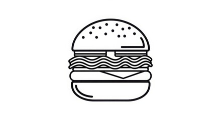 Fototapeta premium A simple line drawing of a hamburger on a white background