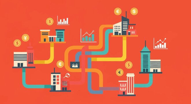 A vibrant infographic of business and industry connections.