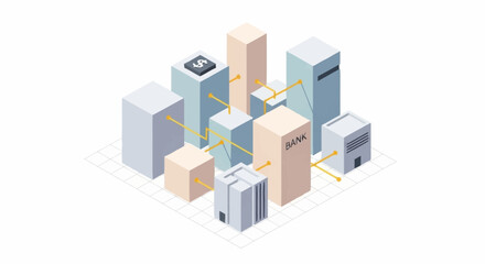 Fototapeta premium A network of connected city buildings.