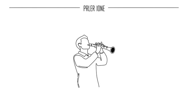 Musician Playing Clarinet - Minimalist Line Art Illustration