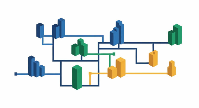 A complex flowchart diagram with colorful blocks.
