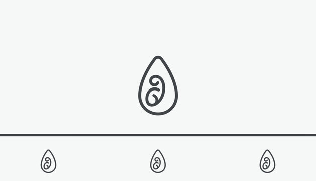 Maori Koru Symbol in Water Droplet Icon, Represents New Life, Growth, and Harmony