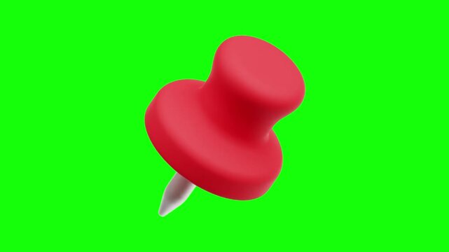3D Push Pin Icon Animation with Green Screen Background for Office, Location, and Reminder Projects