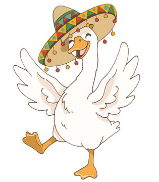 Cinco de Mayo, cinco de mayo goose illustration, funny goose wearing sombrero clipart