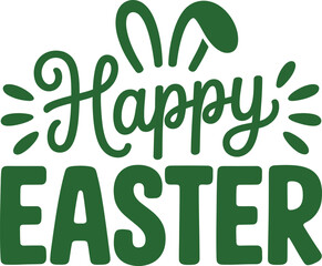 Naklejka premium Green Happy Easter Bunny Greeting