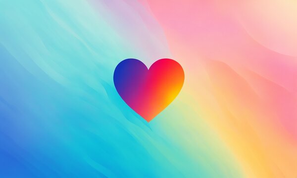 heart symbol with blue orange and yellow gradient on diagonal wavy background with vibrant colors for wellness themes and mental health awareness.