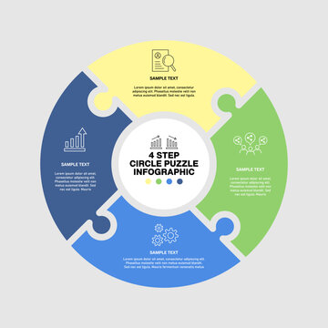 Circle puzzle infographic vector 4 steps option for business presentation template. vector eps