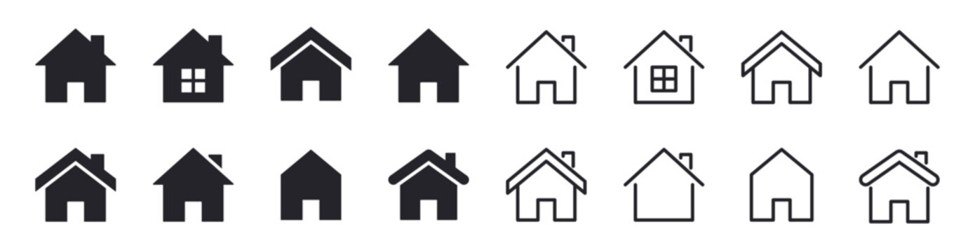 Home web icons for app and website. House symbol. Vector illustration