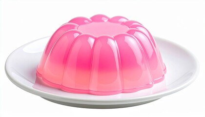 Fototapeta premium Pink jelly dessert on white plate